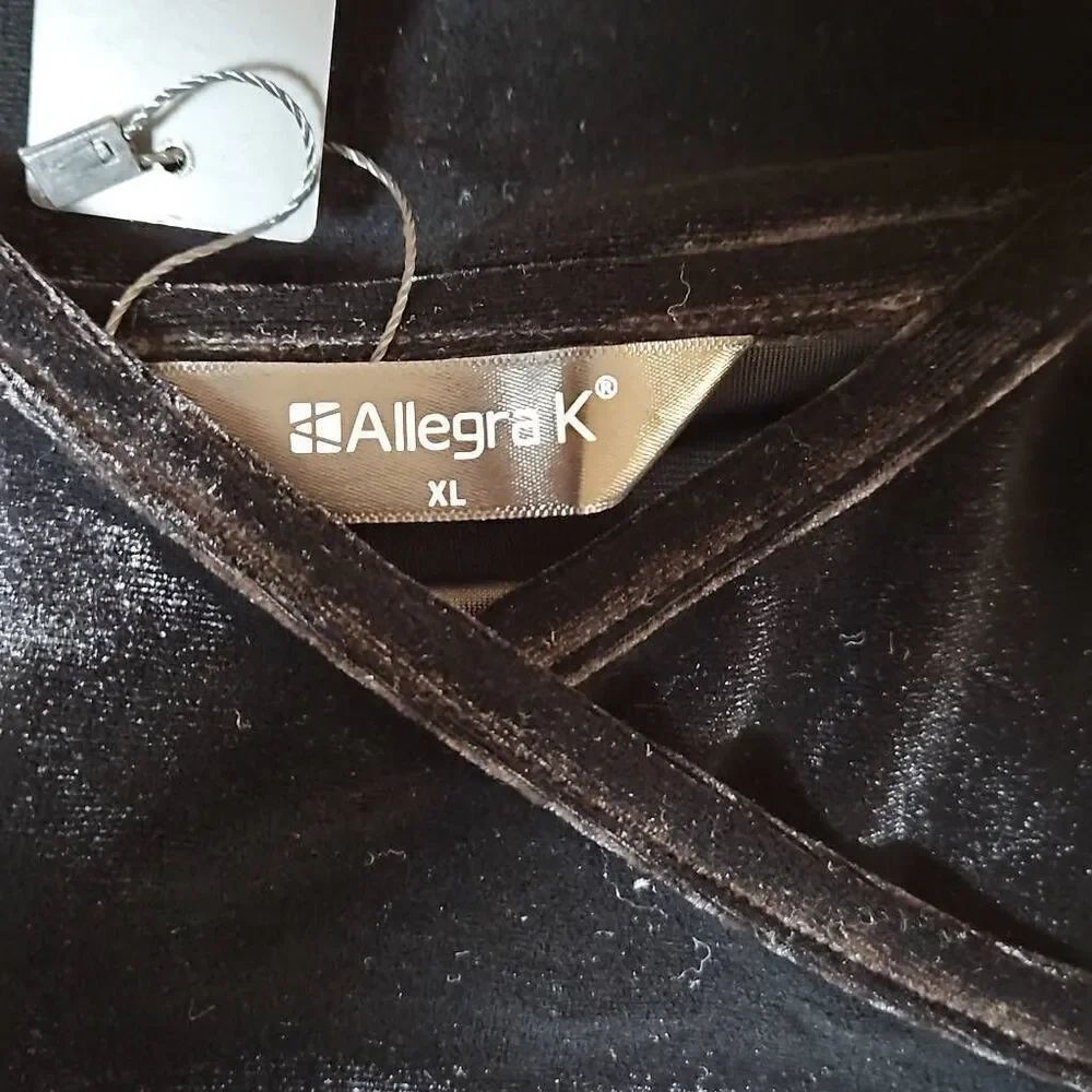 Allegra K Velvet Faux Wrapped Cropped Tank Cami Top Black Xlarge — image 4 of 8